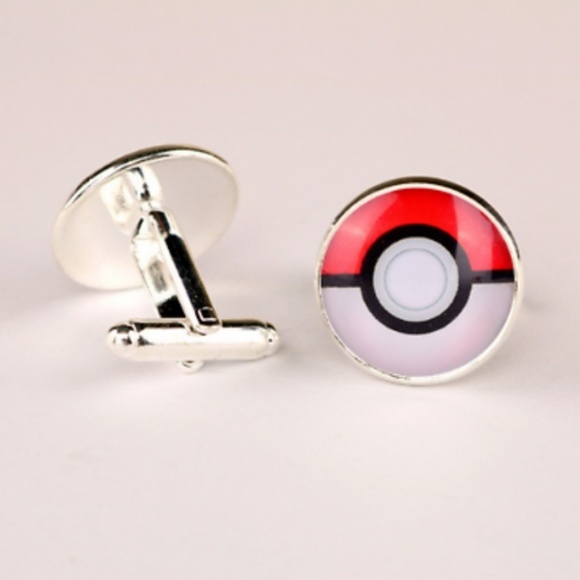 No Brand Other - Pokemon Pokeball Silver Brass Cuff Links